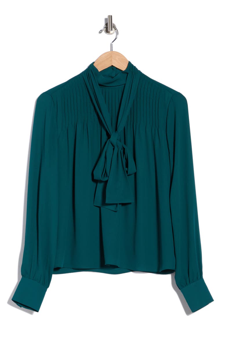 Valentine Tie Neck Top, Alternate, color, EMERALD