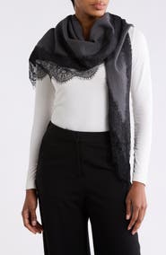 La Fiorentina Wool Wrap with Lace Trim