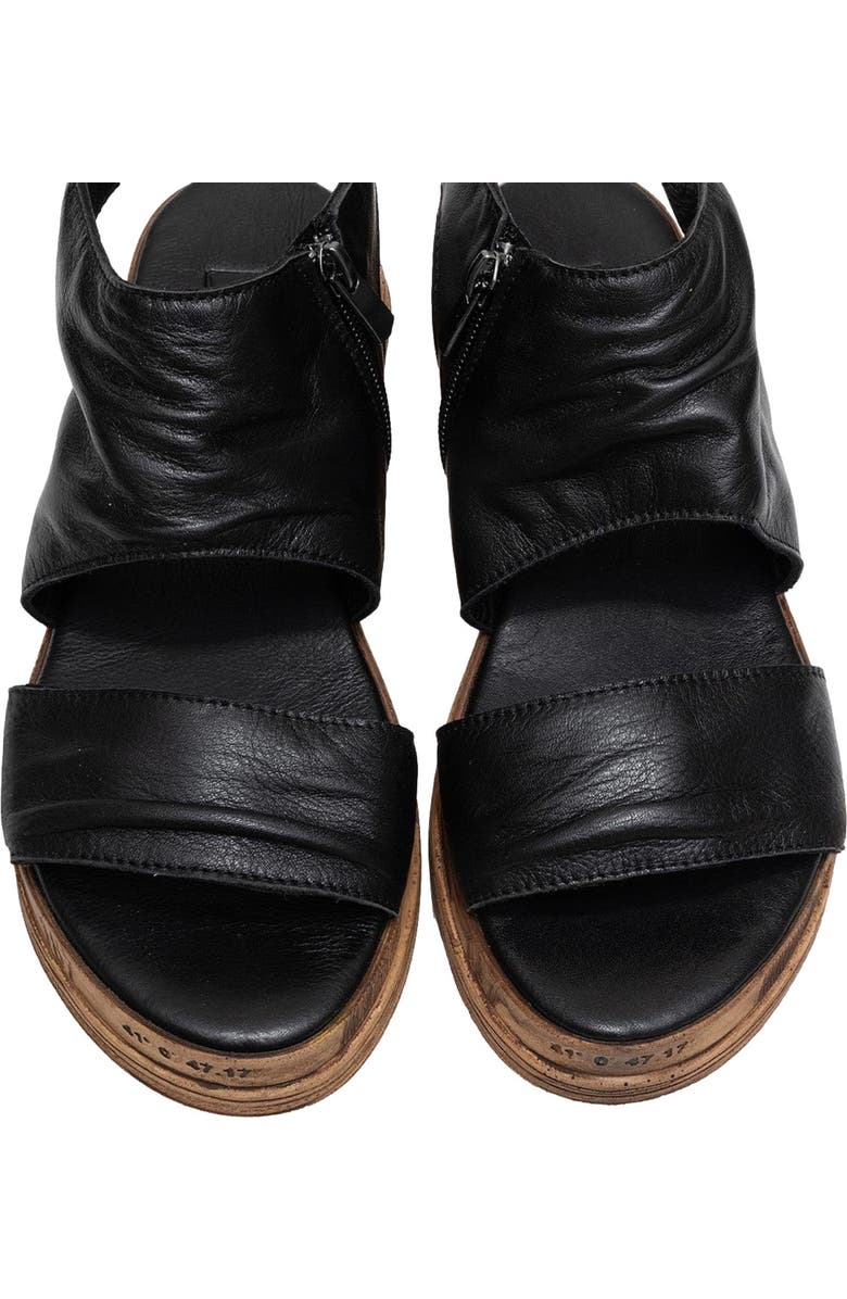 Forever & Always Shoes Lunas Leather Side-Zip Flat Heel Sandal, Alternate, color, Black Leather