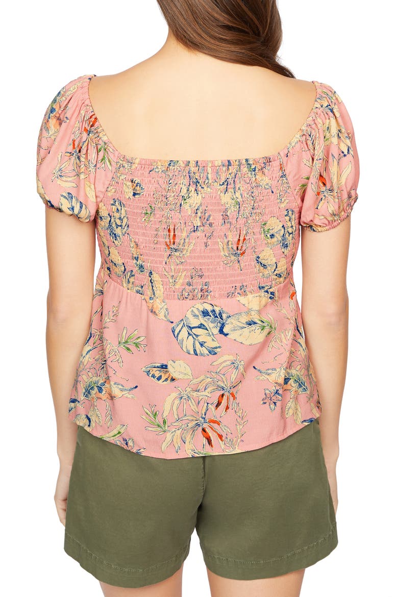 Rosebud Front Tie Blouse, Alternate, color, BEACH BABE