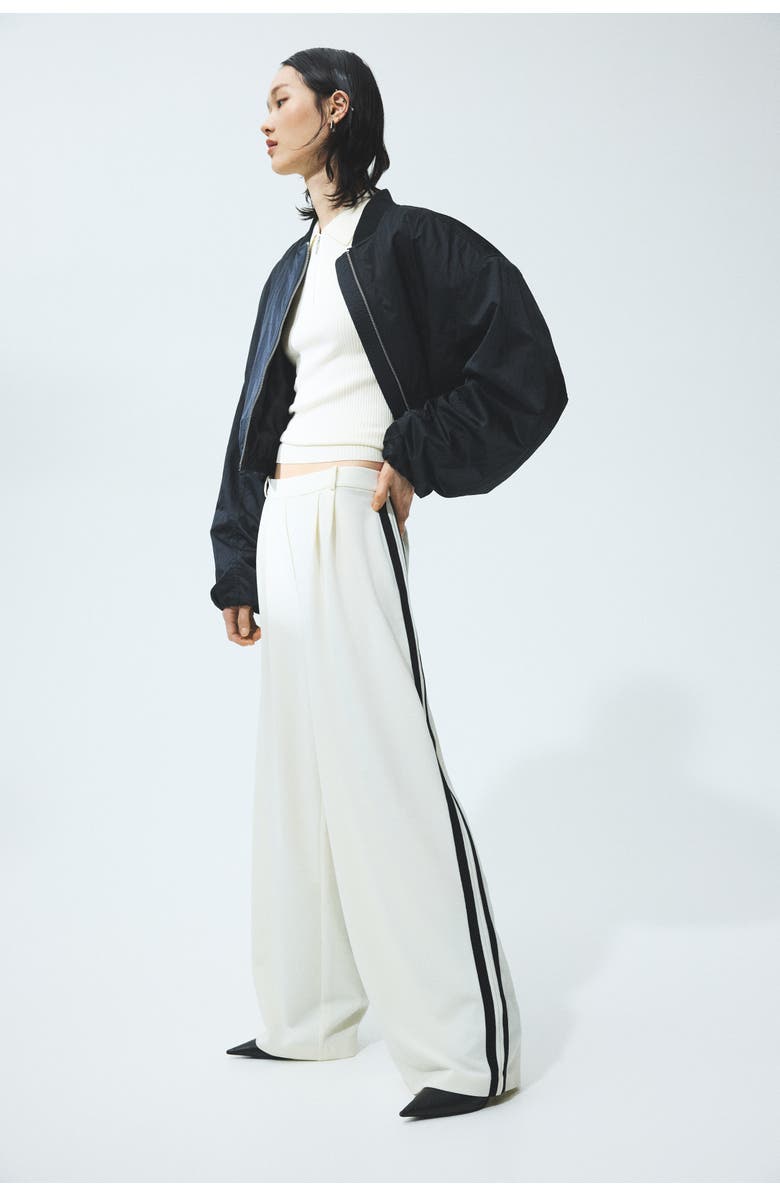 H&M Rib-knit Collared Top, Alternate, color, Cream