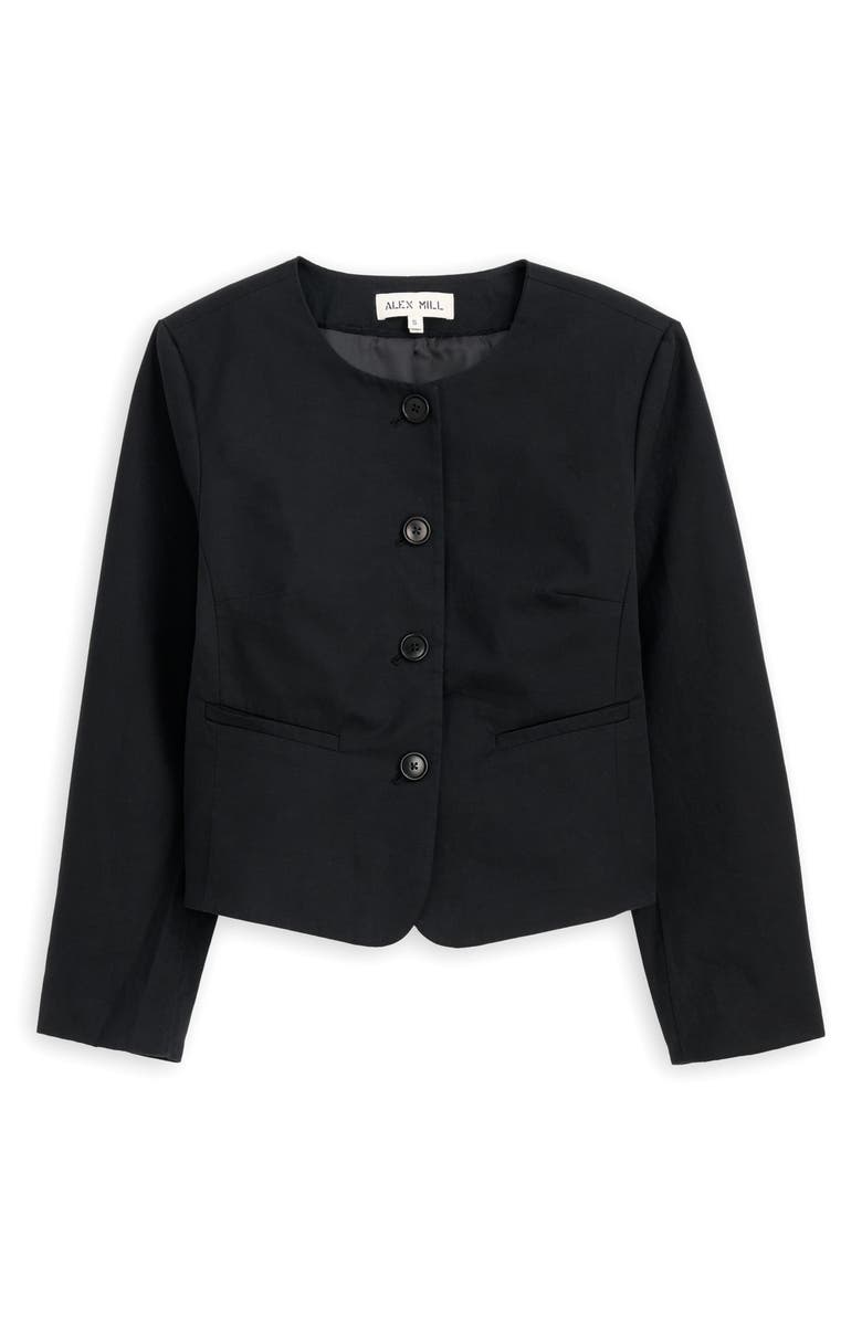 Alex Mill Soho Collarless Cotton & Linen Jacket, Alternate, color, Black