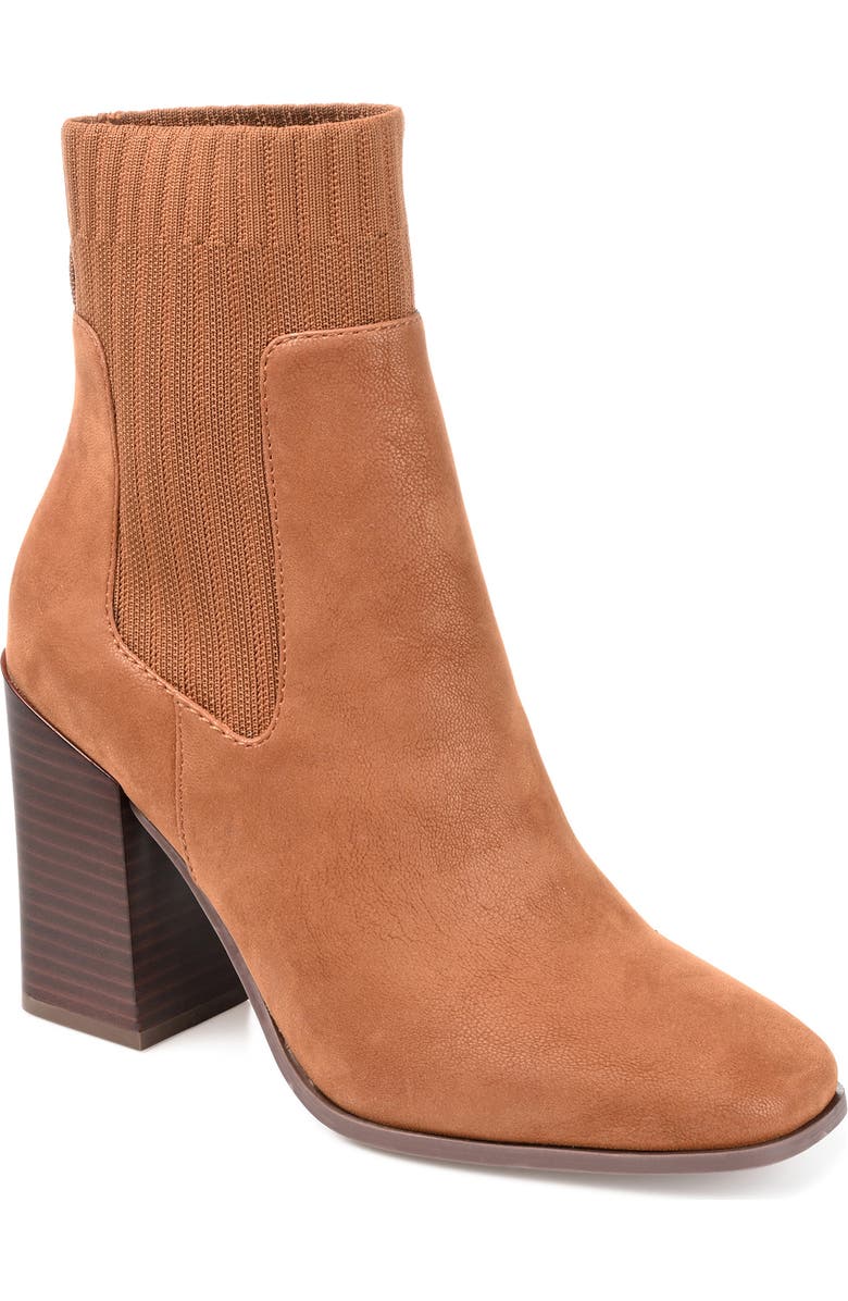 Journee Collection Adalia Block Heel Bootie, Main, color, Cognac
