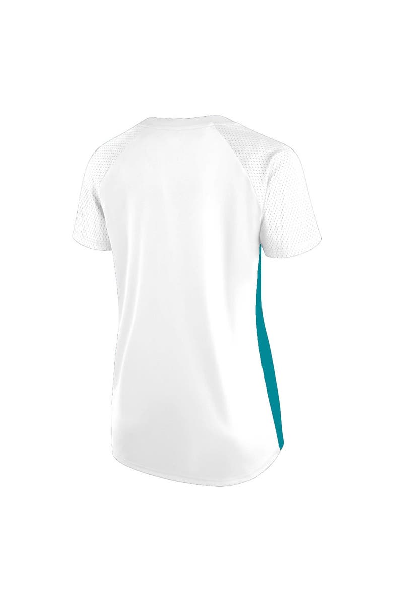 FANATICS Women's Fanatics  White Miami Dolphins Plus Size Glitter Lace-Up V- Neck T-Shirt, Alternate, color, White