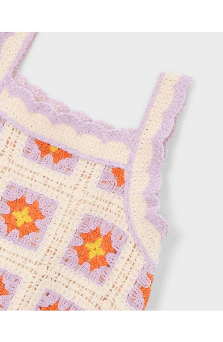 Mayoral Trim Crocheted Dress, Alternate, color, Cream