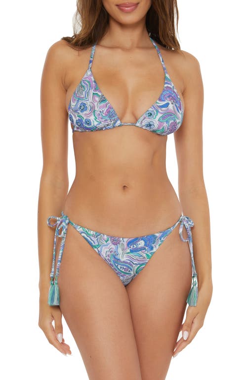 Becca Mystique Reversibe Tie Side Bikini Bottoms In Blue Multi
