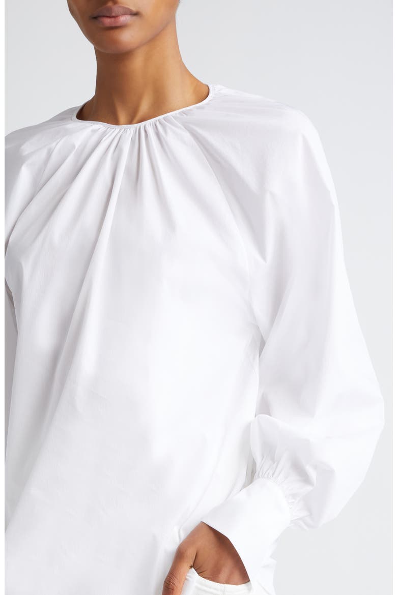 Gathered Neck Top, Alternate, color, WHITE
