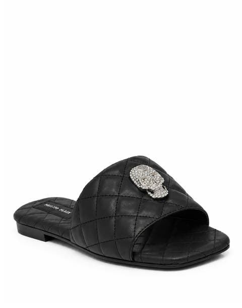 Nappa Flat Matelasse Sandals Crystal Skull Women