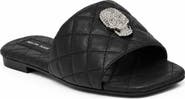 PHILIPP PLEIN Nappa Flat Matelasse Sandals Crystal Skull Women