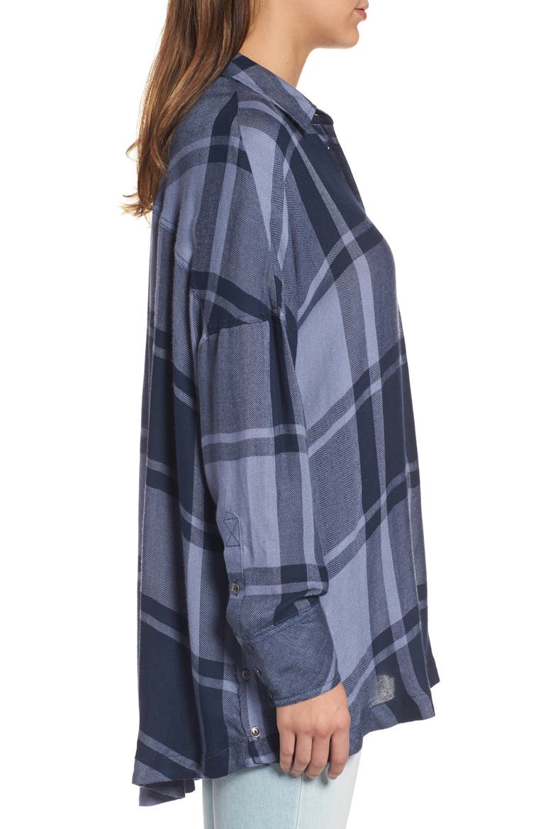 Oversized Plaid Tunic, Alternate, color, DARK BLUE