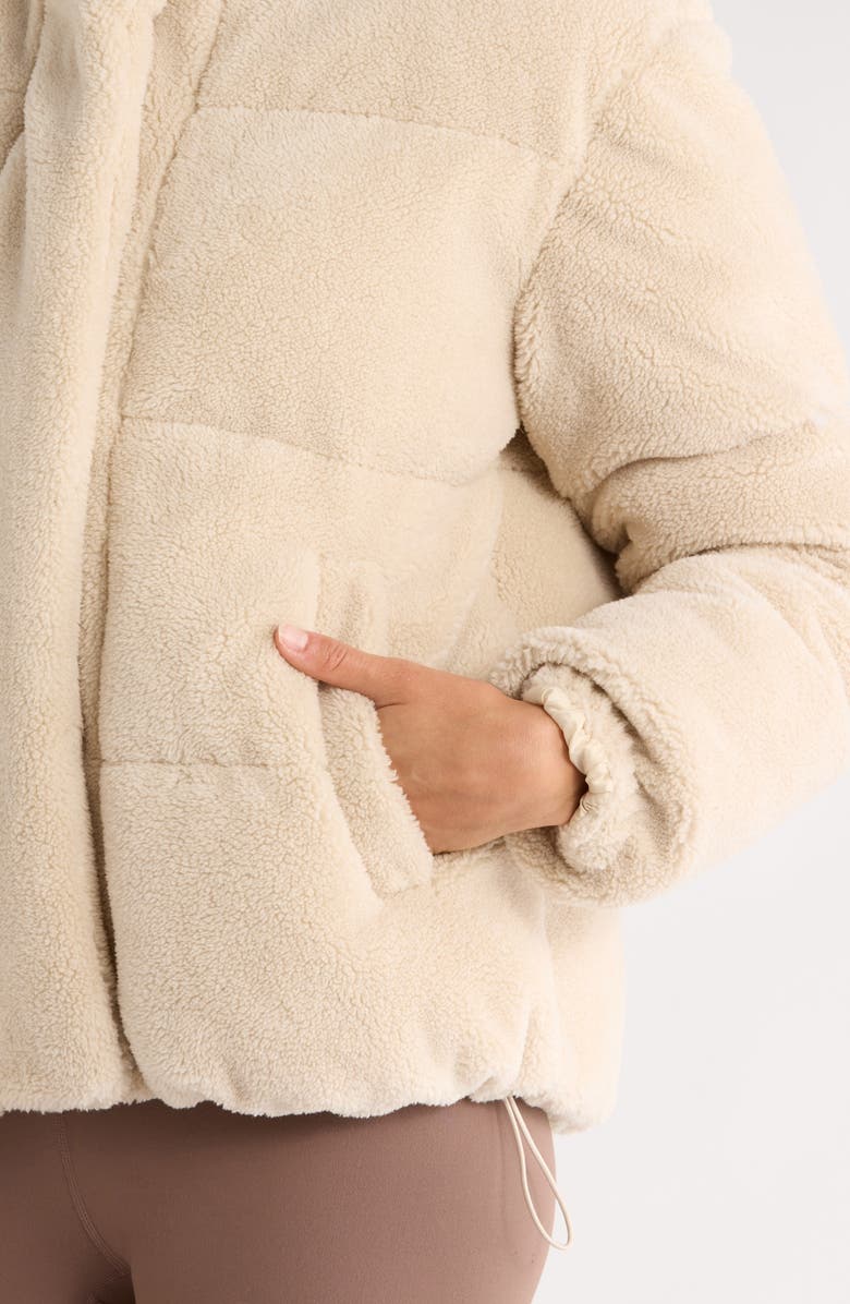 Zella Faux Shearling Puffer Jacket, Alternate, color, Beige Seashore