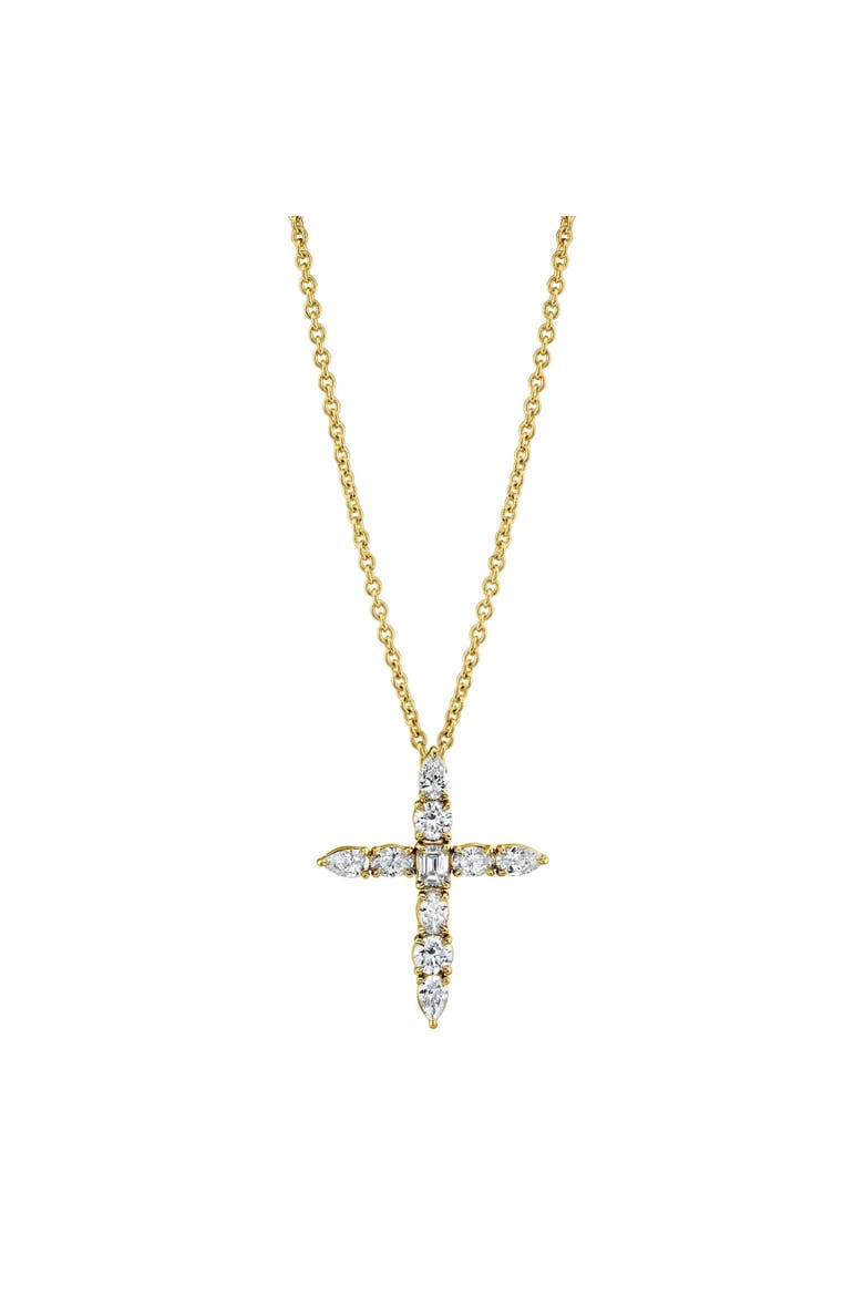 Montage Cross Pendant Necklace, Main, color, Yellow Gold