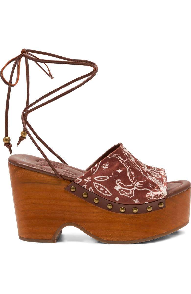 Free People Front Row Wraparound Ankle Strap Platform Sandal, Alternate, color, Horses Bandana
