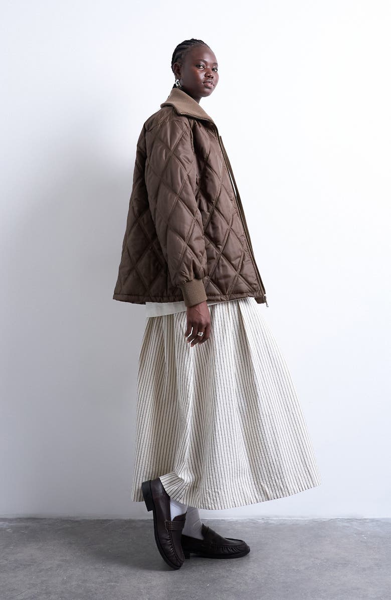 Topshop Quilted Liner Jacket, Alternate, color, Brown