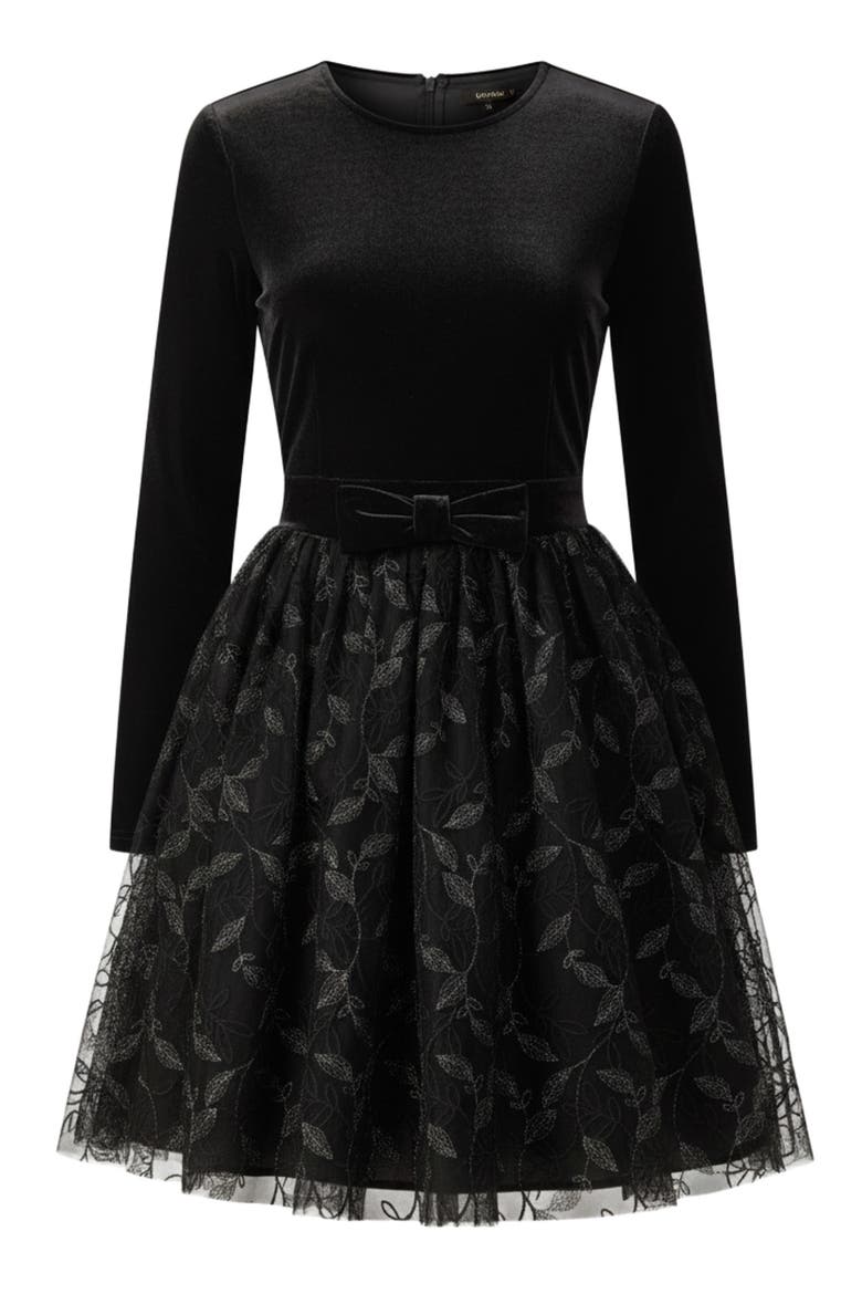 Textured Long Sleeve Minidress, Alternate, color, BLACK