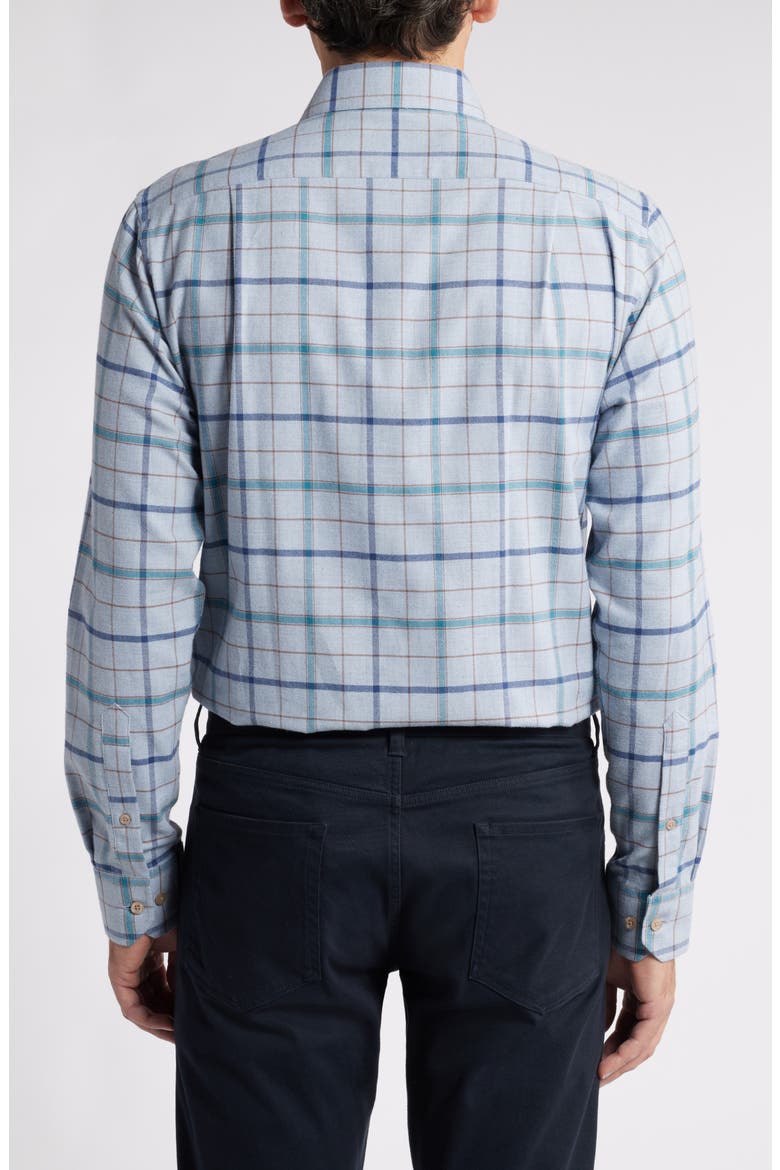 Mélange Exploded Tattersall Flannel Button-Up Shirt, Alternate, color, SKY HEATHER