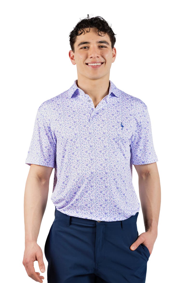 Ditsy Floral Performance Polo, Alternate, color, WHITE
