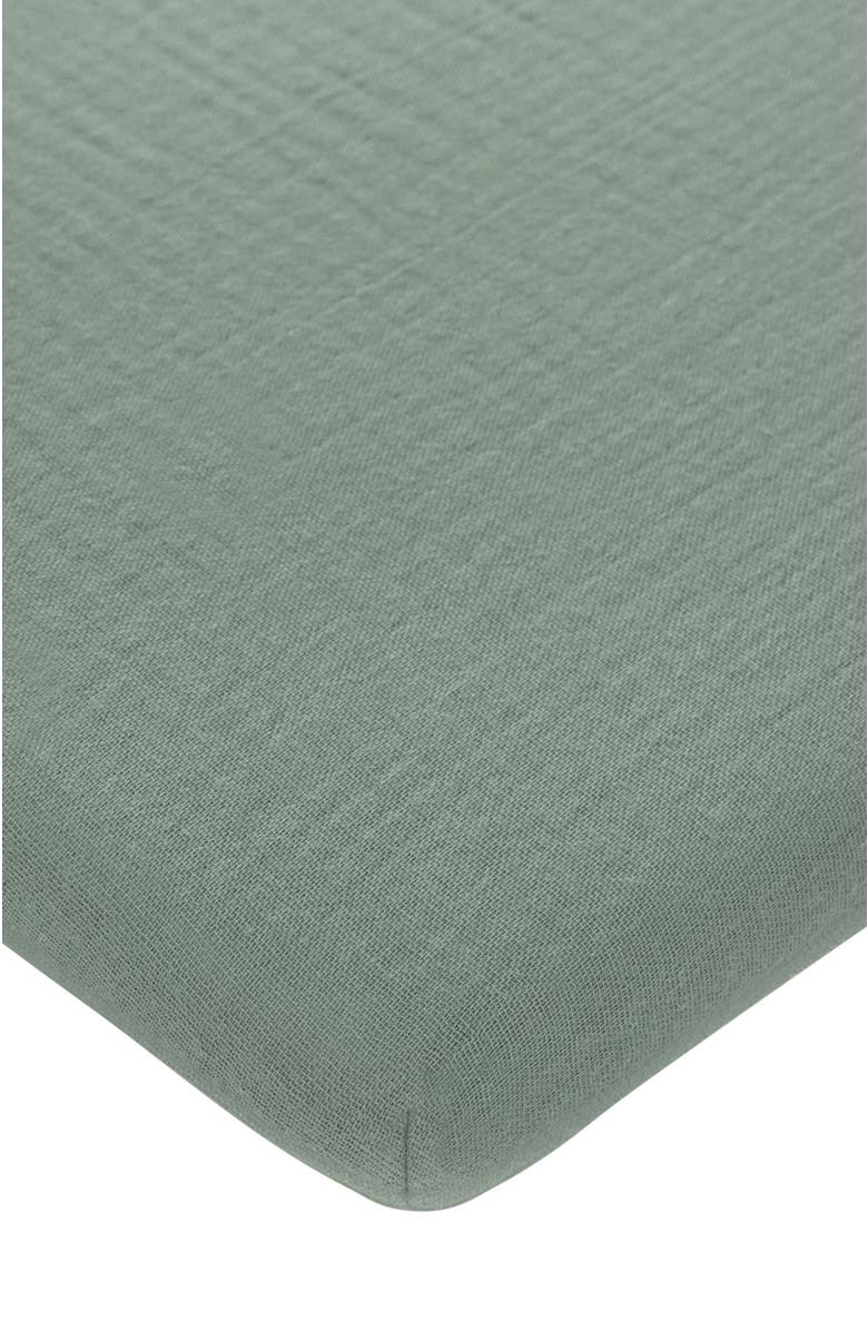 Comfy Cubs Muslin Fitted Bassinet Crib Sheet, Main, color, Fern