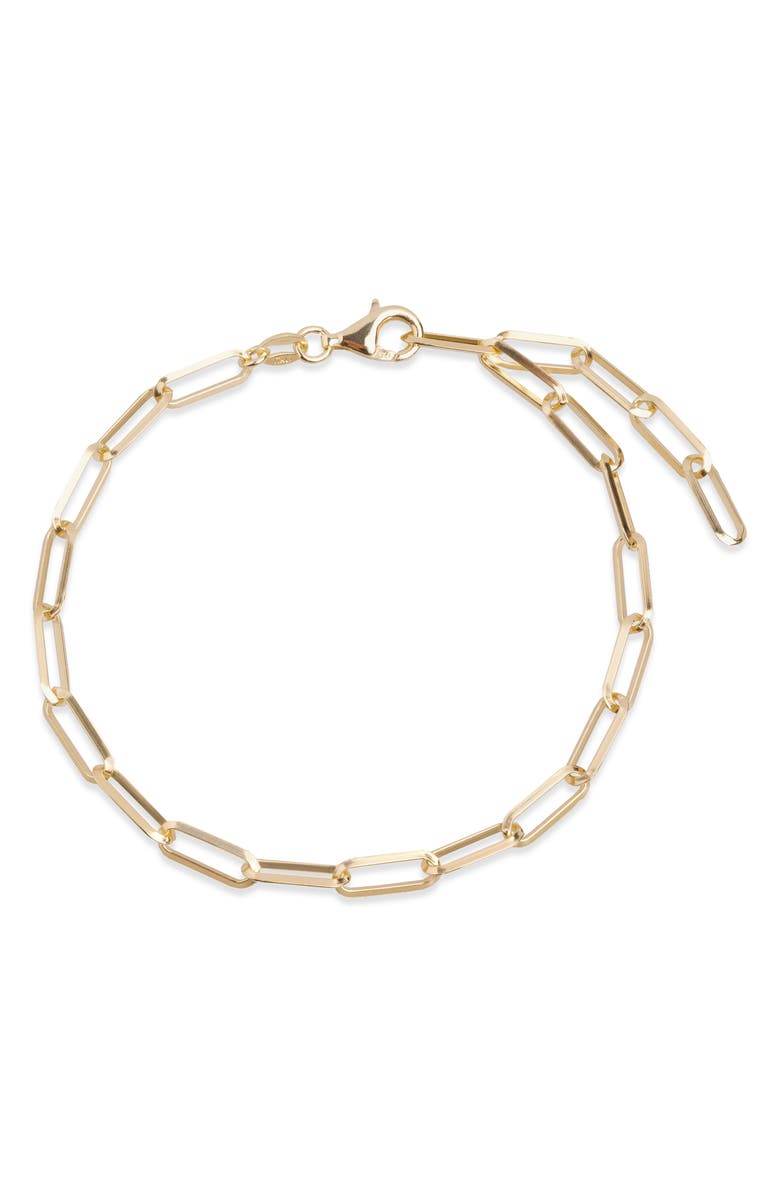 Argento Vivo Sterling Silver Paper Clip Chain Bracelet, Main, color, Gold
