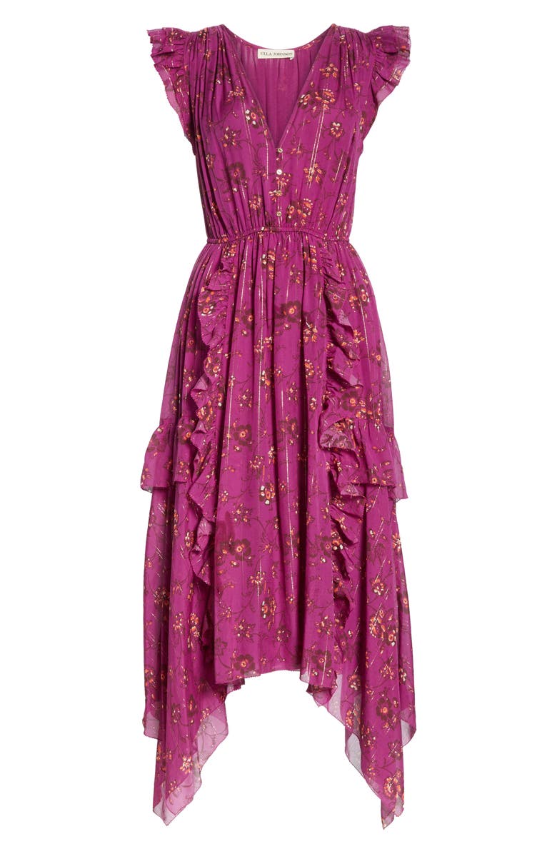 Ulla Johnson Ciel Floral Print Silk Blend Dress, Alternate, color, 