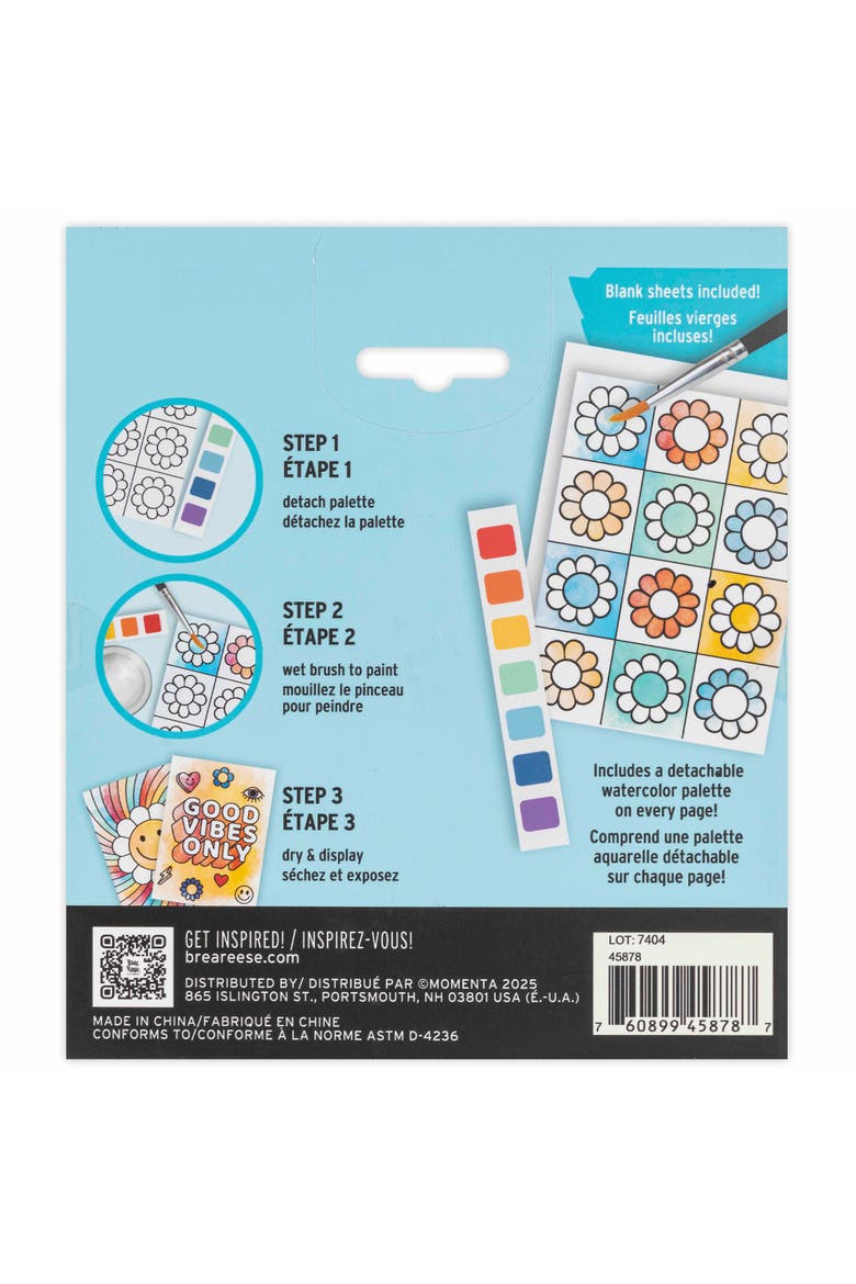 Watercolor Pad Kit, Rainbow, 8 Retro Groovy Themed Design, Alternate, color, Multicolored