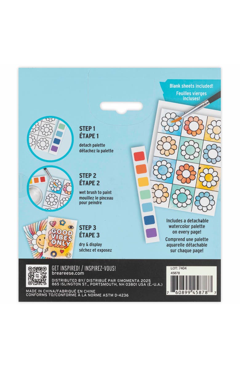 Brea Reese Vivid Watercolor Pad Kit, Rainbow, 8 Retro Groovy Themed Design, Alternate, color, Multicolored