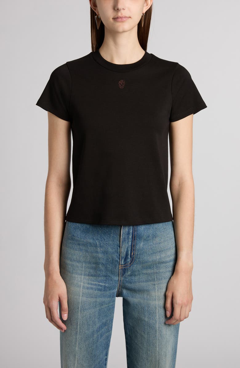 McQueen Embroidered Skull T-Shirt, Main, color, Black