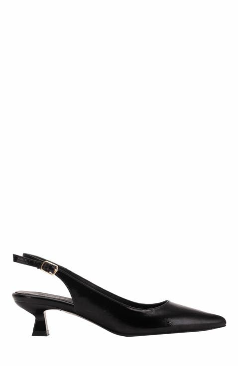 Lety Slingback Kitten Heel Leather Pumps