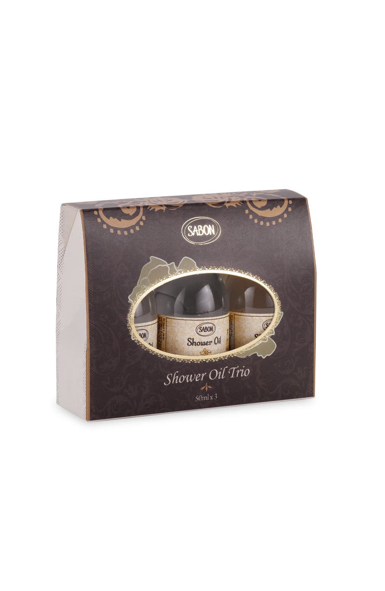 SABON Shower Oil Trio Gift Set  Delicate Jasmine, Patchouli Lavender Vanilla, Green Rose, Alternate, color, Jasmine, P-L-V, Green Rose