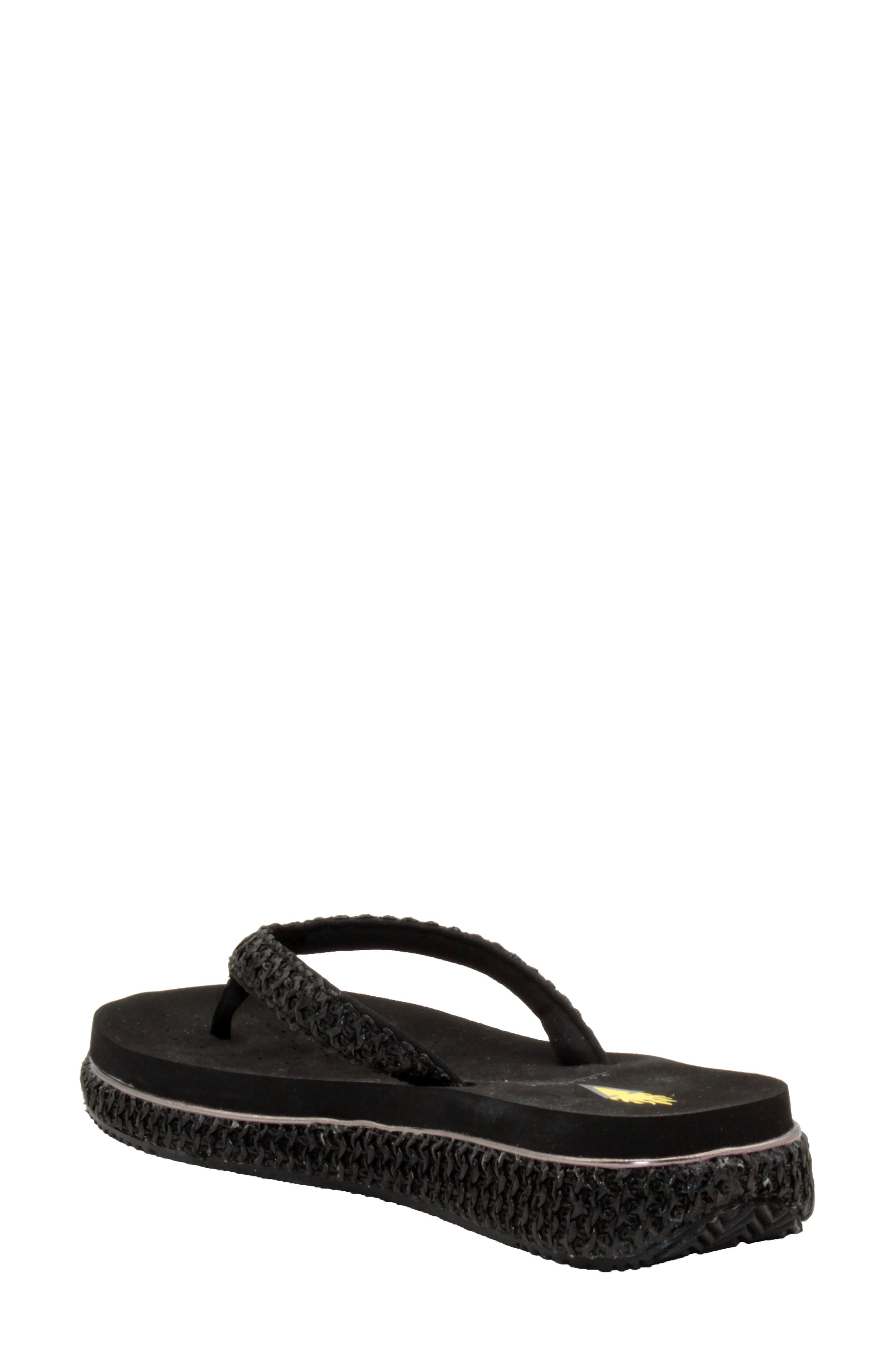 Volatile Palau Platform Flip Flop, Alternate, color, Black Fabric