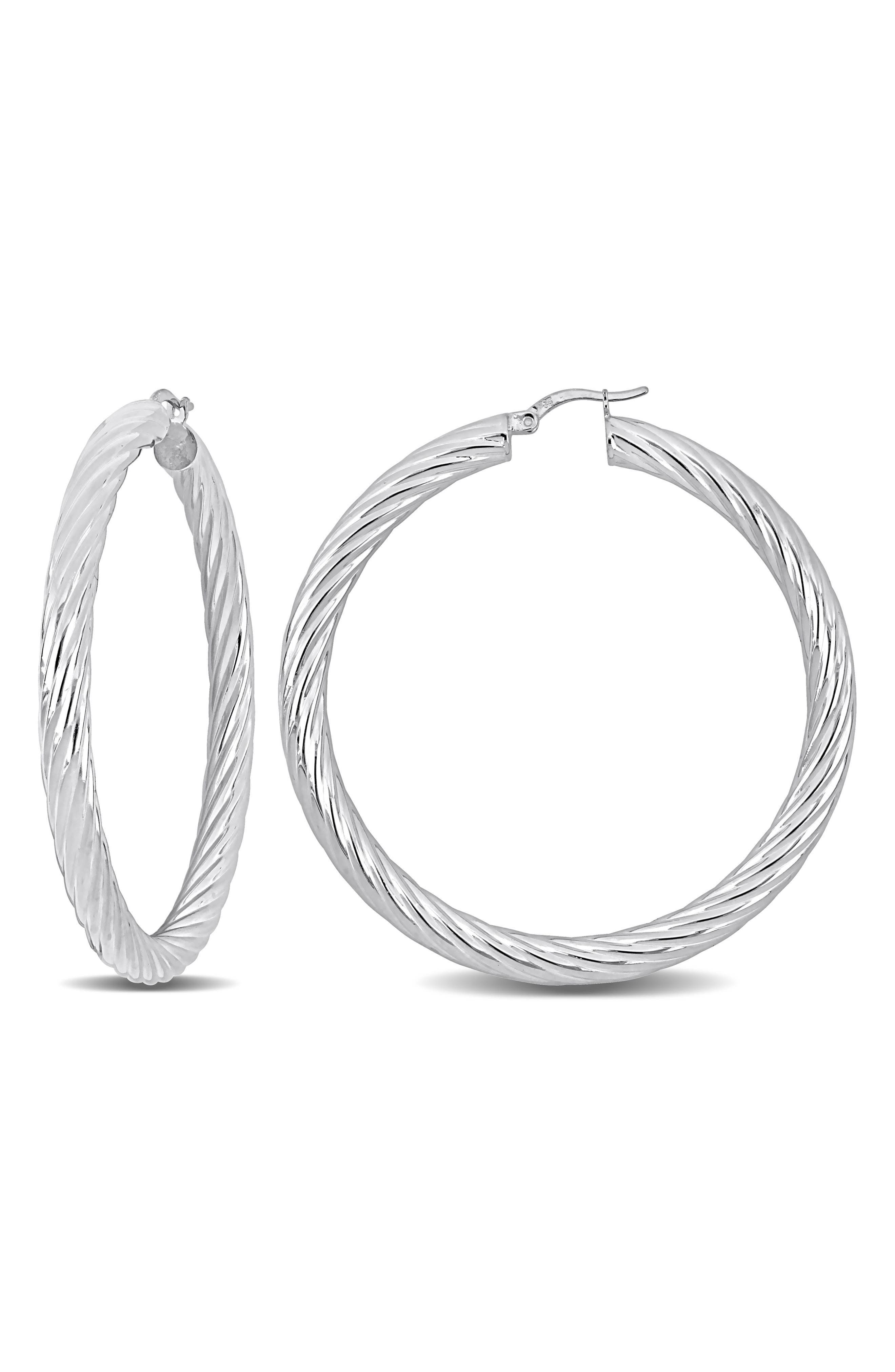DELMAR Sterling Silver Twisted Hoop Earrings