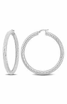 DELMAR Sterling Silver Twisted Hoop Earrings
