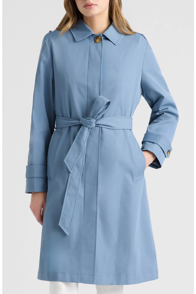 Belted Canvas Trench Coat, Main, color, DUSTY BLUE