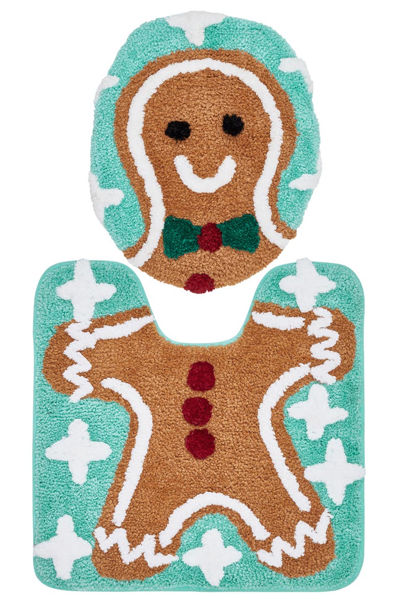 VCNY HOME Gingerbread Man Holiday 2-Piece Set Bath Mat, Main, color,