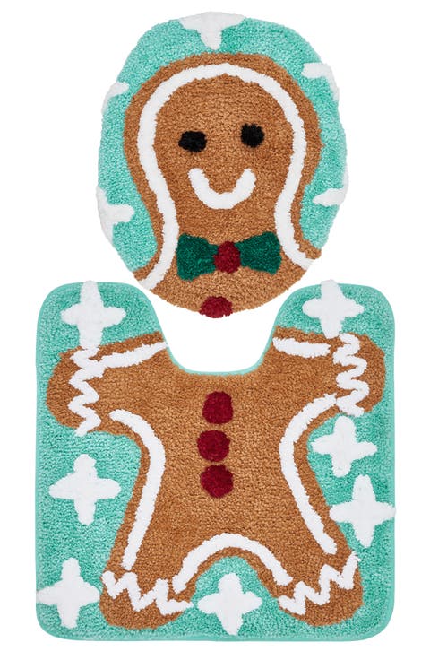 Gingerbread Man Holiday 2-Piece Set Bath Mat