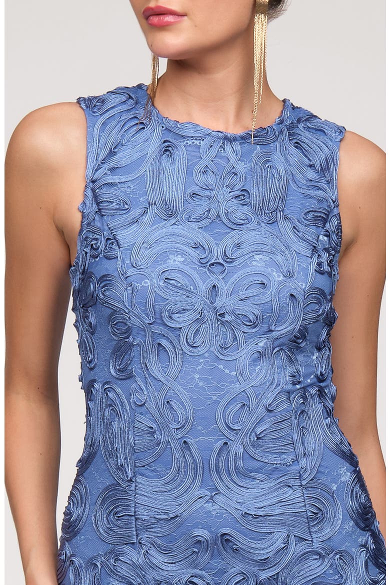 Meli Soutache Cocktail Midi Dress, Alternate, color, AZURE