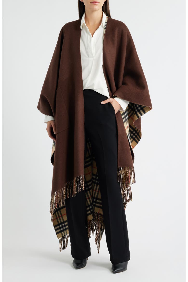 Wool & Cashmere Reversible Cape, Main, color, TREACLE BROWN