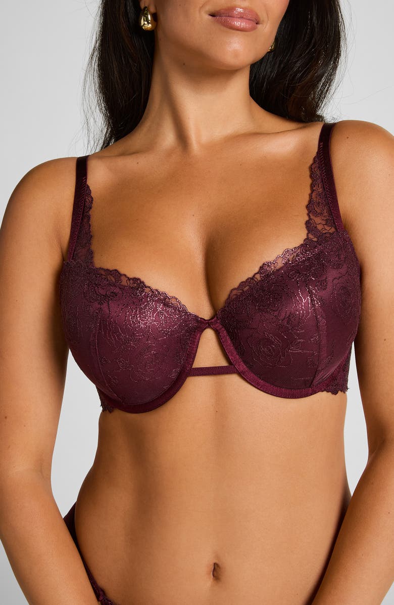 Hunkemöller Hollie Embroidered Underwire Bra, Alternate, color, Fig