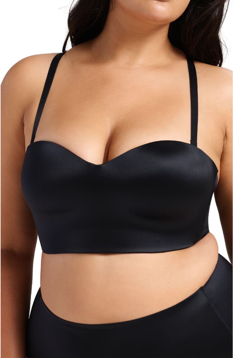 Siella Smooth Satin Foam Bustier, Main, color, Black