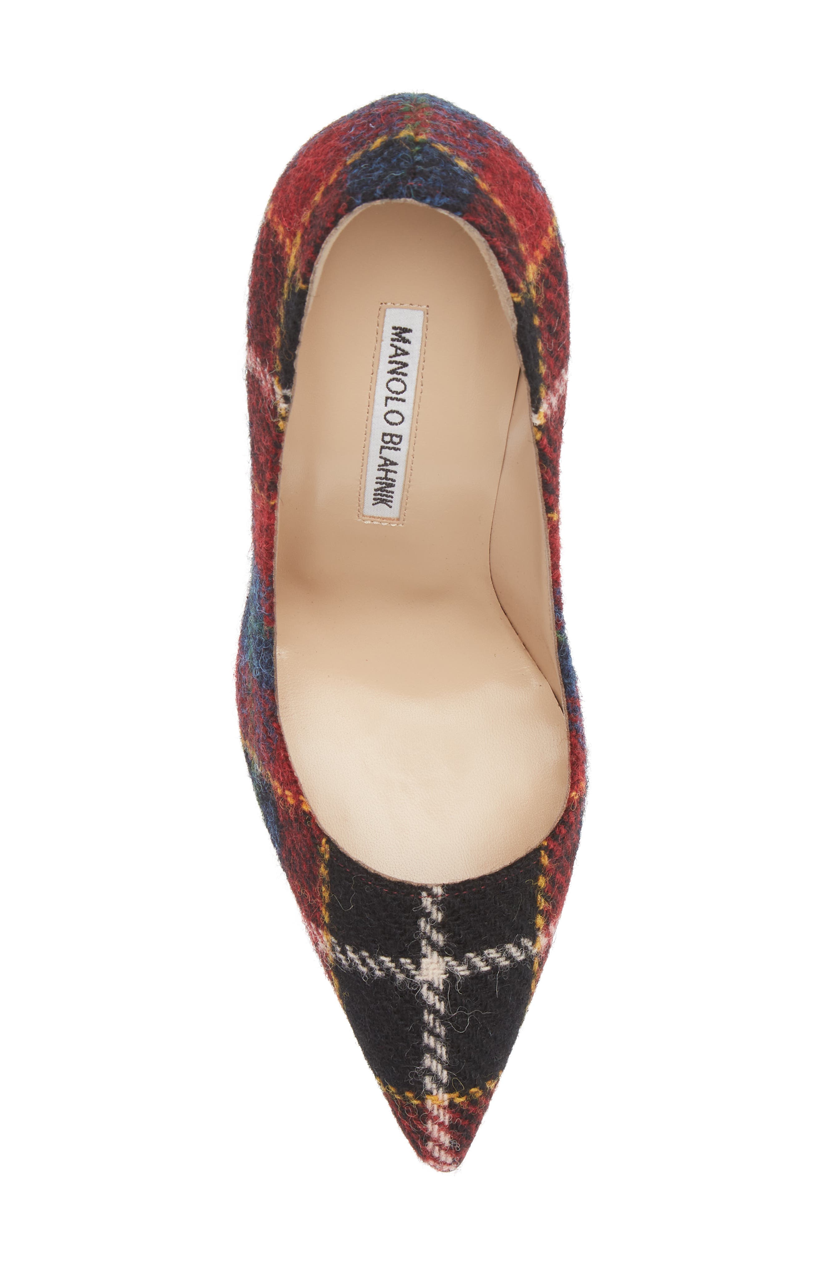 Manolo Blahnik BB Plaid Pointed Toe Pump, Alternate, color, 