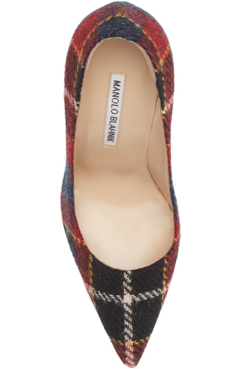 Manolo Blahnik BB Plaid Pointed Toe Pump, Alternate, color,
