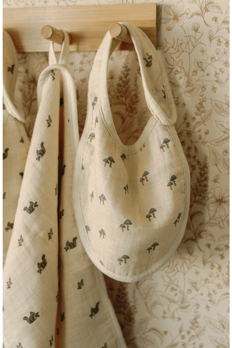 Assorted 2-Pack Organic Cotton Muslin Bibs, Alternate, color, MUSHROOMS/SQUIRRELS
