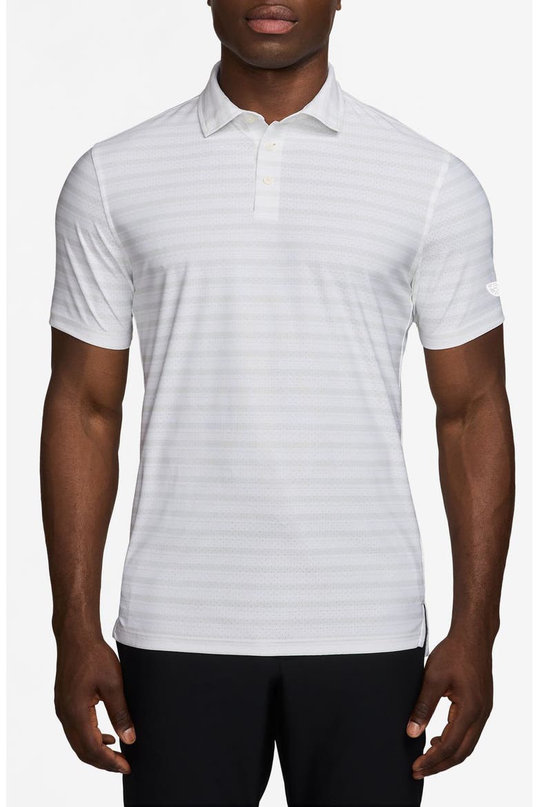 Stripe Dri-FIT Perforated Golf Polo, Main, color, WHITE/ PHOTON DUST/ WHITE