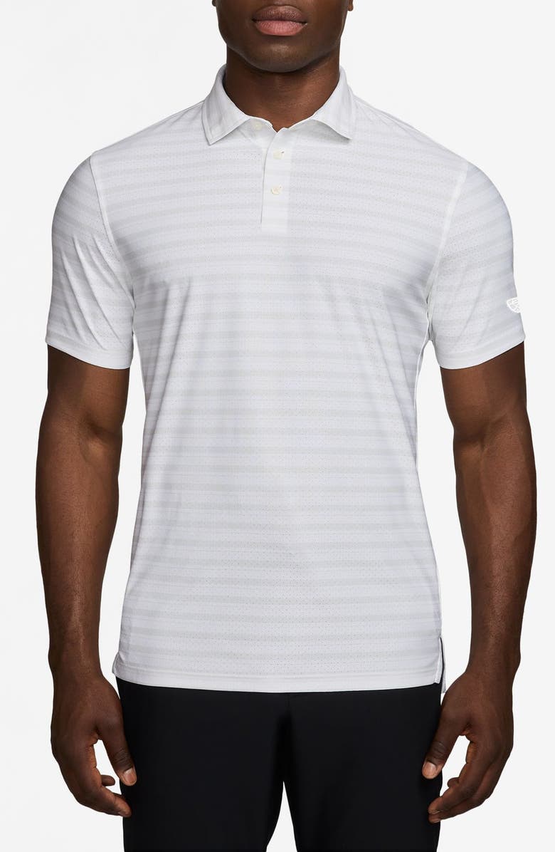 Nike Stripe Dri-FIT Perforated Golf Polo, Main, color, White/ Photon Dust/ White