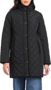 Vince Camuto Water Resistant Quilted Coat with Removable Hood