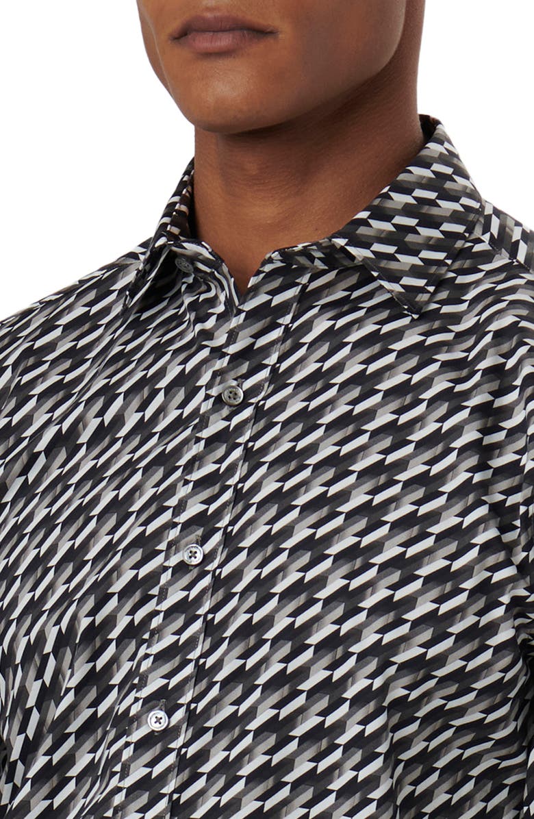Bugatchi Axel Shaped Fit Geometric Print Stretch Cotton Button-Up Shirt, Alternate, color,
