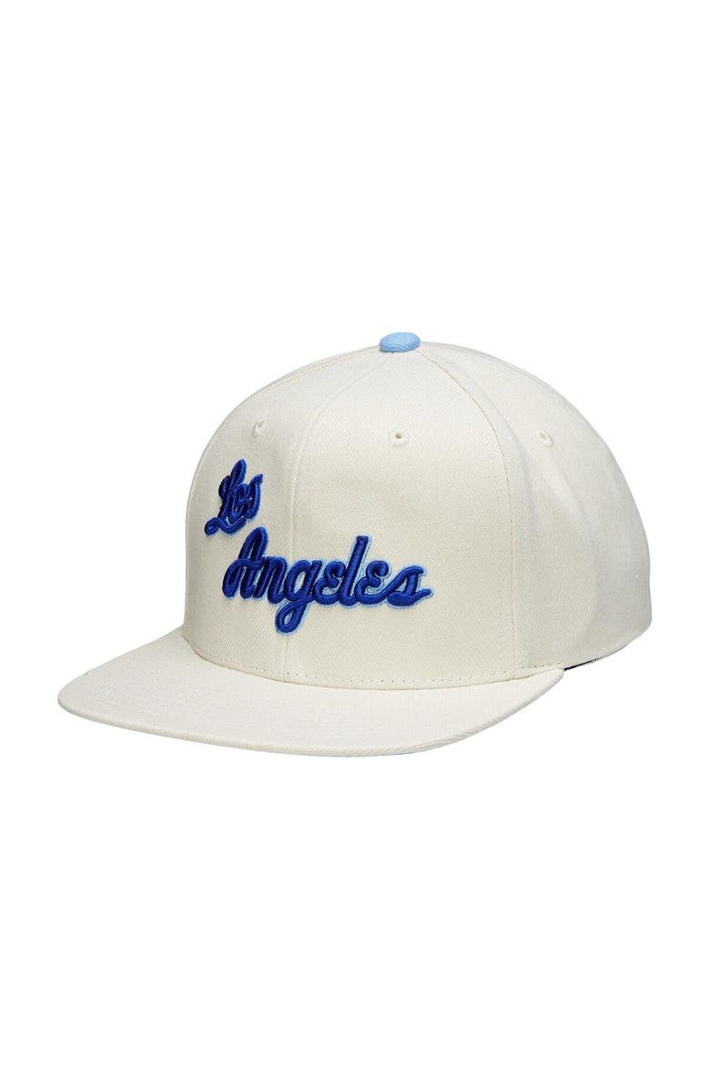Mitchell & Ness Men's Mitchell & Ness Cream Los Angeles Lakers Hardwood Classics Snapback Adjustable Hat, Main, color,