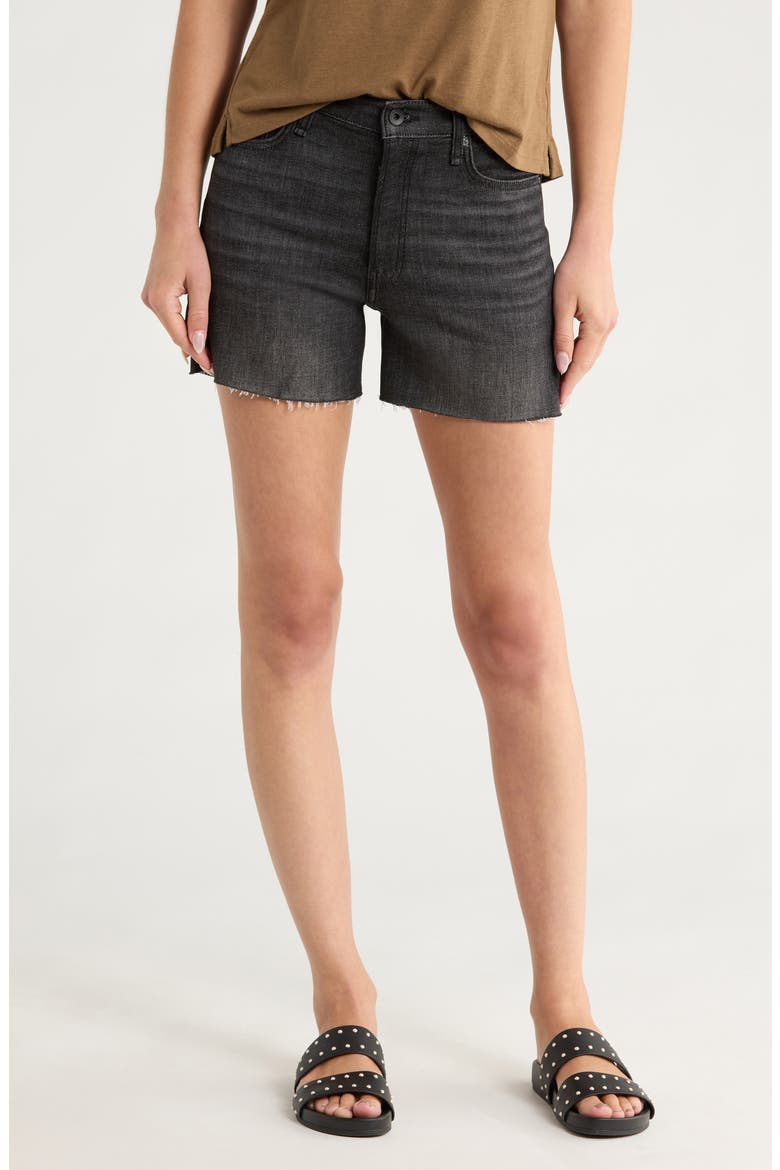 Retro Cutoff Denim Shorts, Main, color, WASHED BLACK