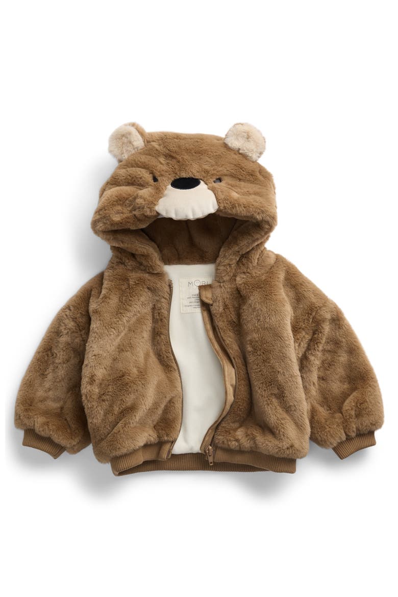 Faux Fur Character Hooded Jacket, Alternate, color, Brown Bear