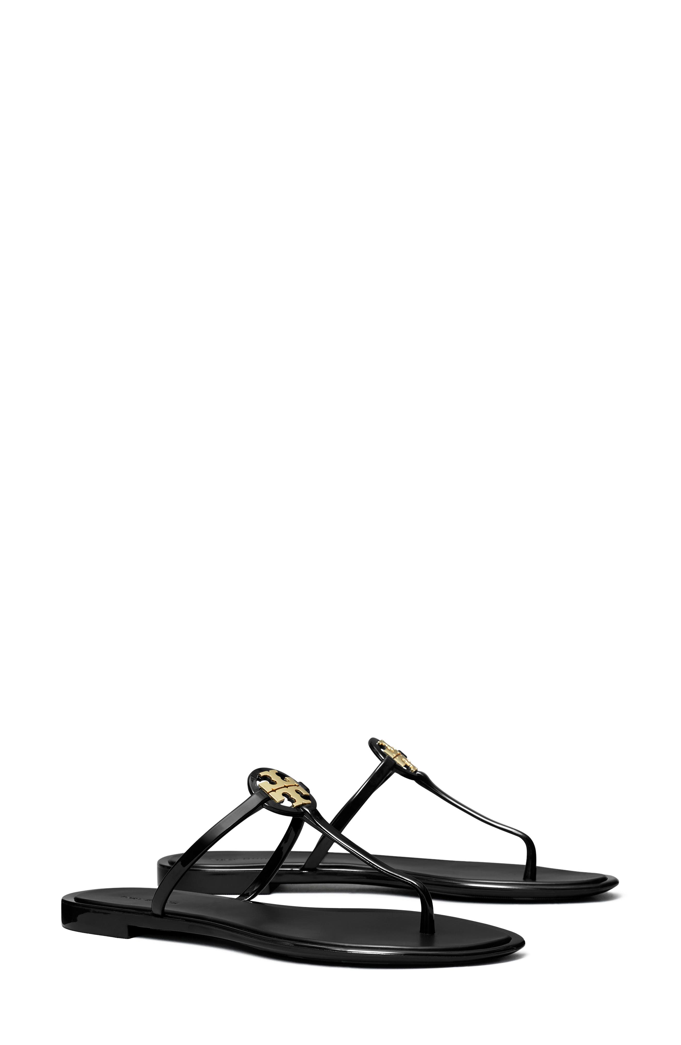 Tory Burch Mini Miller Jelly Thong Sandal, Main, color, Perfect Black / Gold